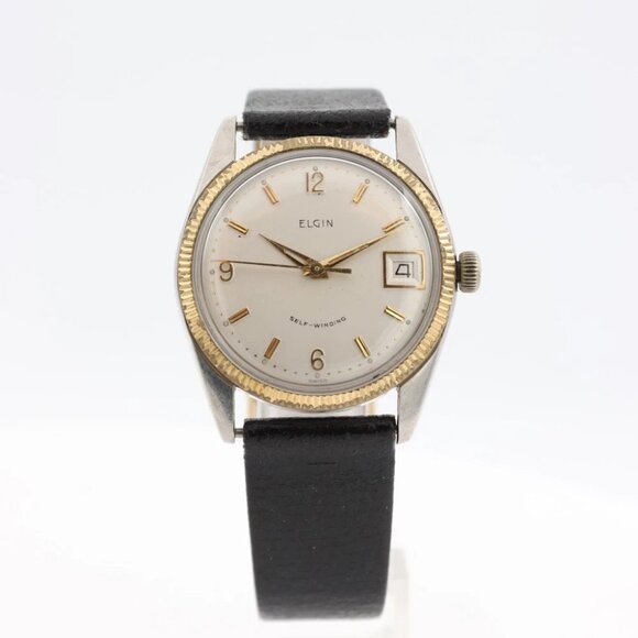 Vintage Elgin Fluted Bezel Men\'s Automatic Wristwatch 792 Steel & Gold Tone main image 3